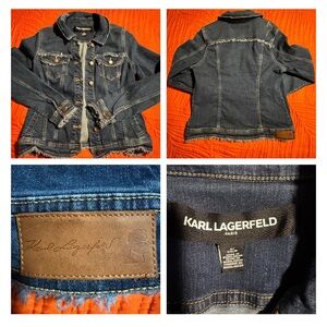 Karl Lagerfeld Indigo frayed woman junior Jean Jacket Size small
